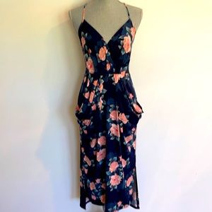 BCBGeneration surplice spaghetti strap floral racer back dress.